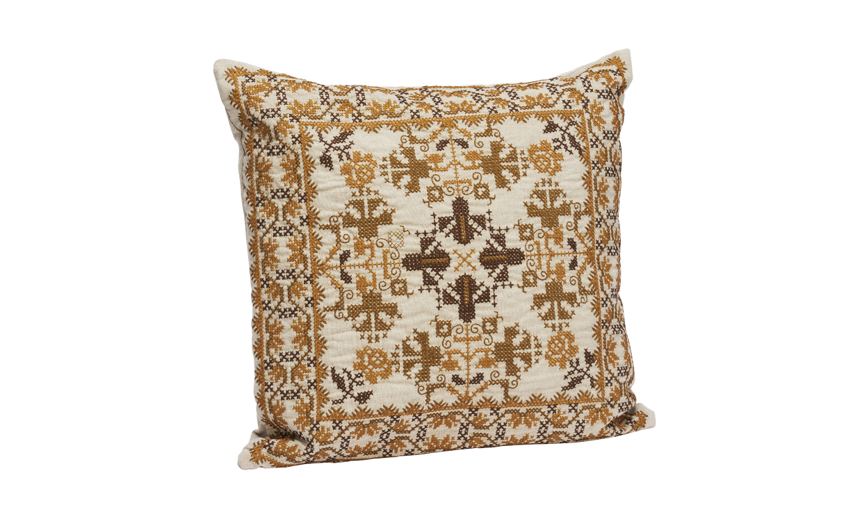 KUDDFODRAL Broderad 50x50 Beige/Brun