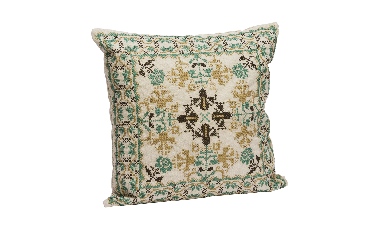 KUDDFODRAL Broderad 50x50 Beige/Khaki