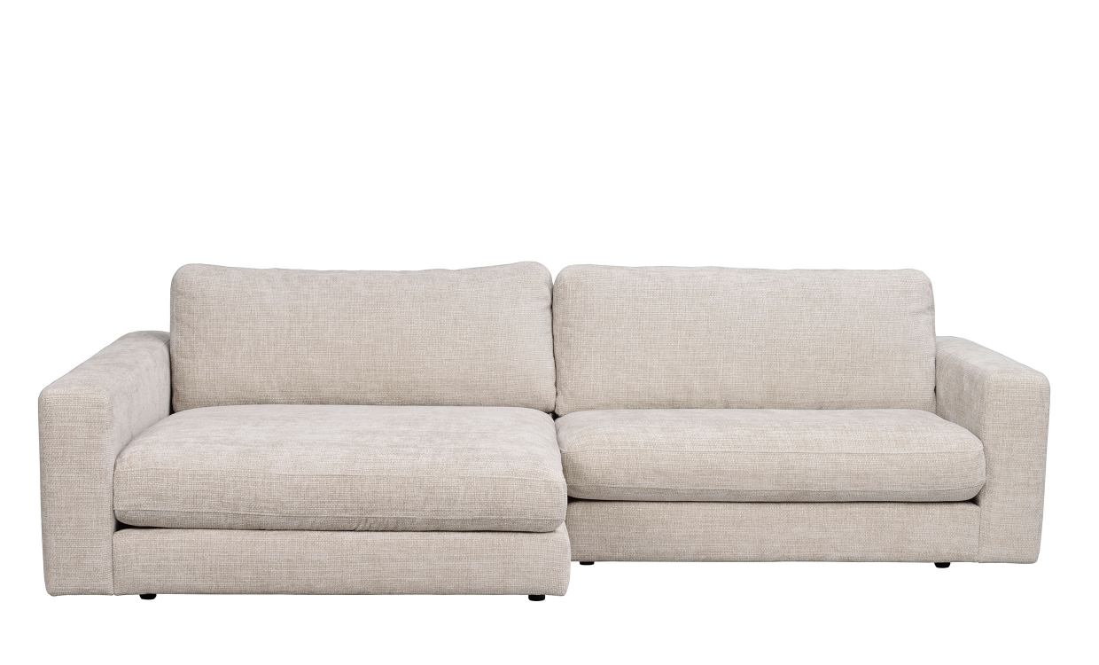 DUNCAN soffa 3-sits schäslong vänster ljusgrå