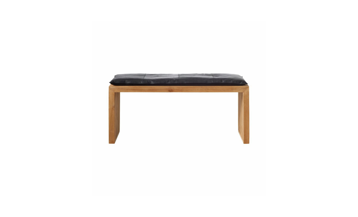 Cinas RIB set teak bänk svart skinndyna