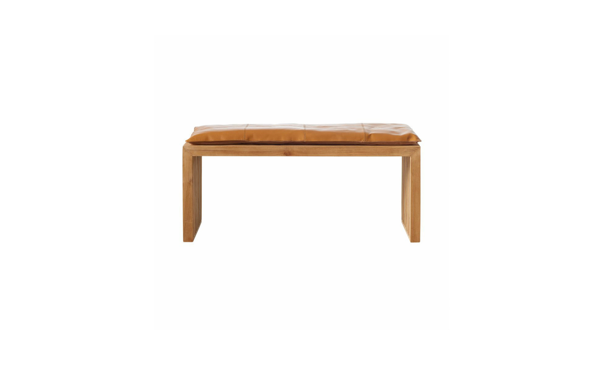 Cinas RIB set teak bänk brun skinndyna