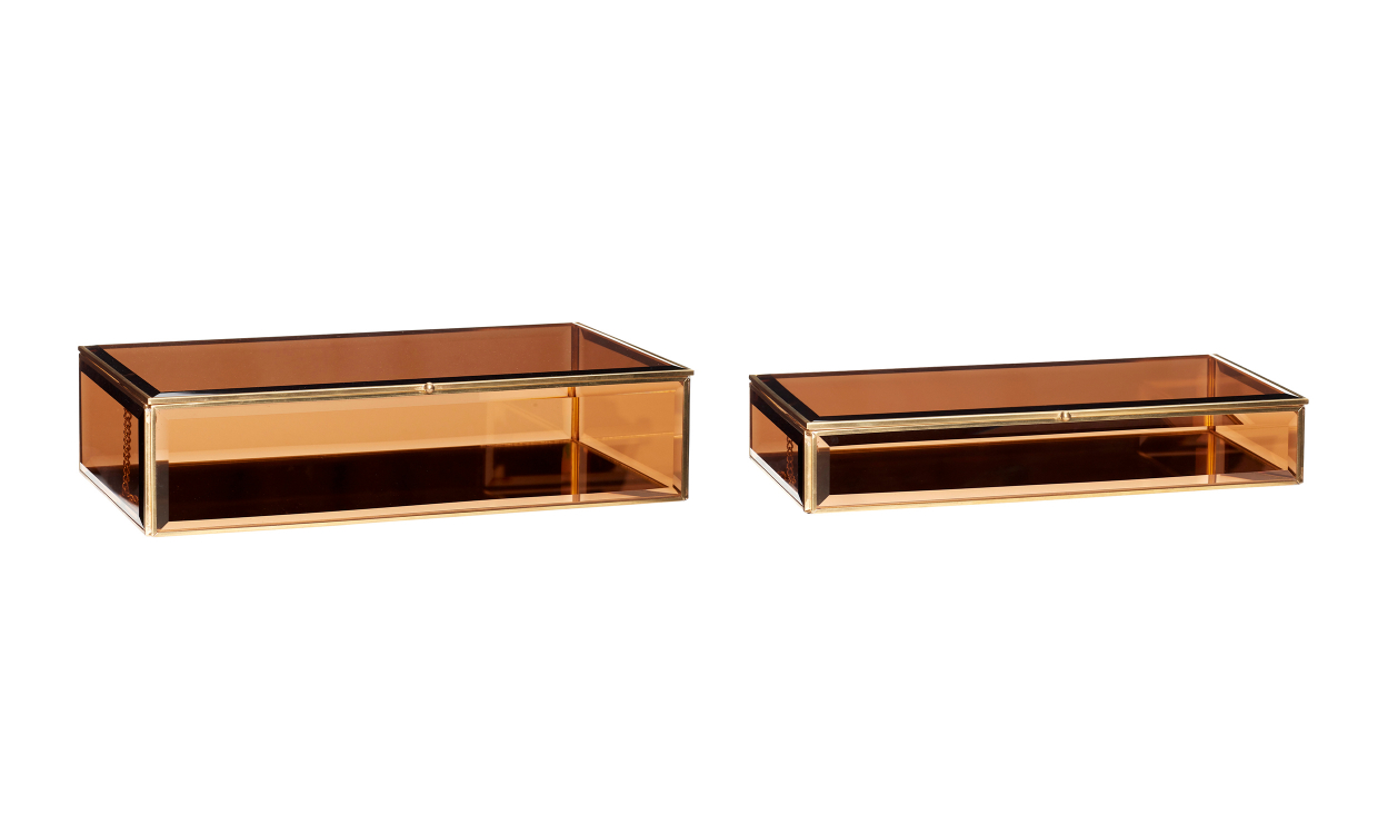 FÖRVARINGSLÅDA 2-pack L Brun/Mässing
