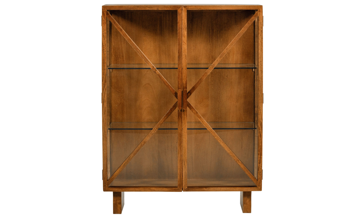 KELLA Vitrinskåp Mangoträ Natur