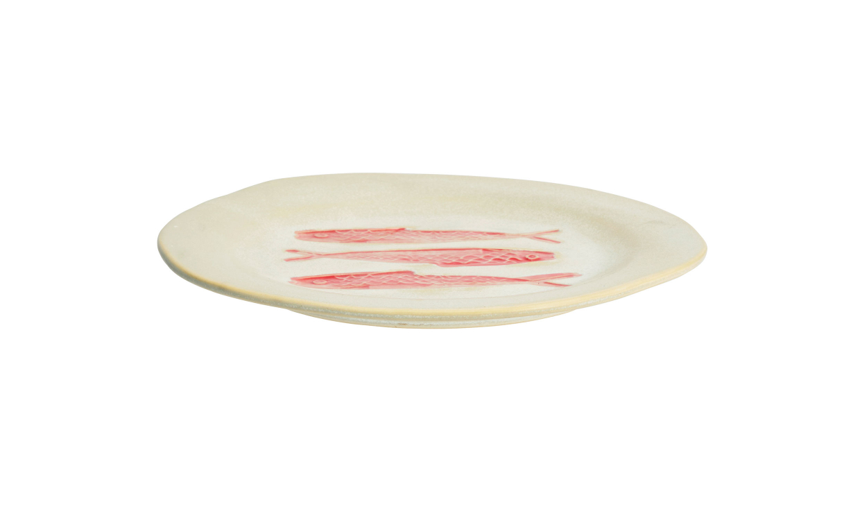 TALLRIK Stengods 21cm Offwhite/Röd