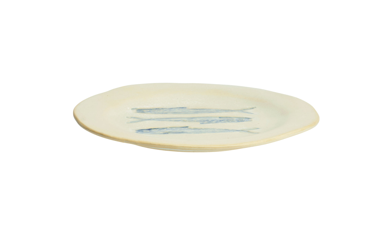 TALLRIK Stengods 21cm Offwhite/Blå