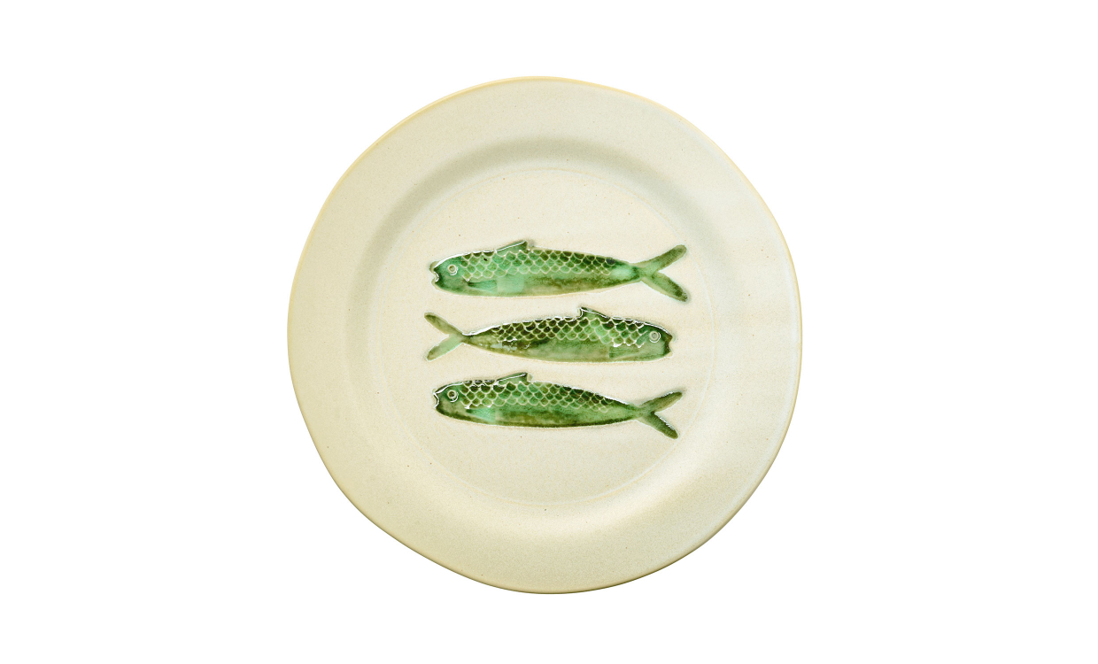 TALLRIK Stengods 27,5cm Offwhite/Grön