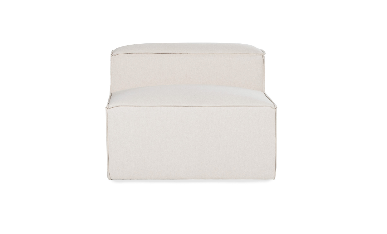 Sandbeige armlös mittmodul med mycket djup sits och låg rygg