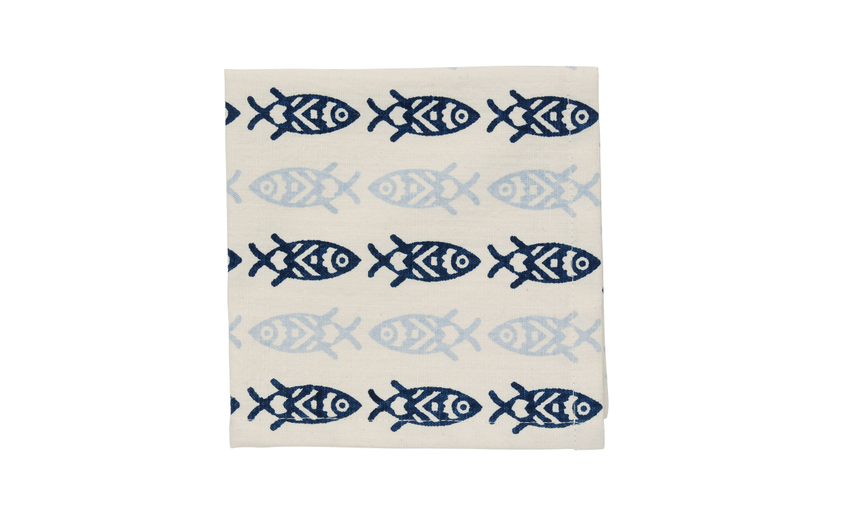 FISK Servett Offwhite/Blå