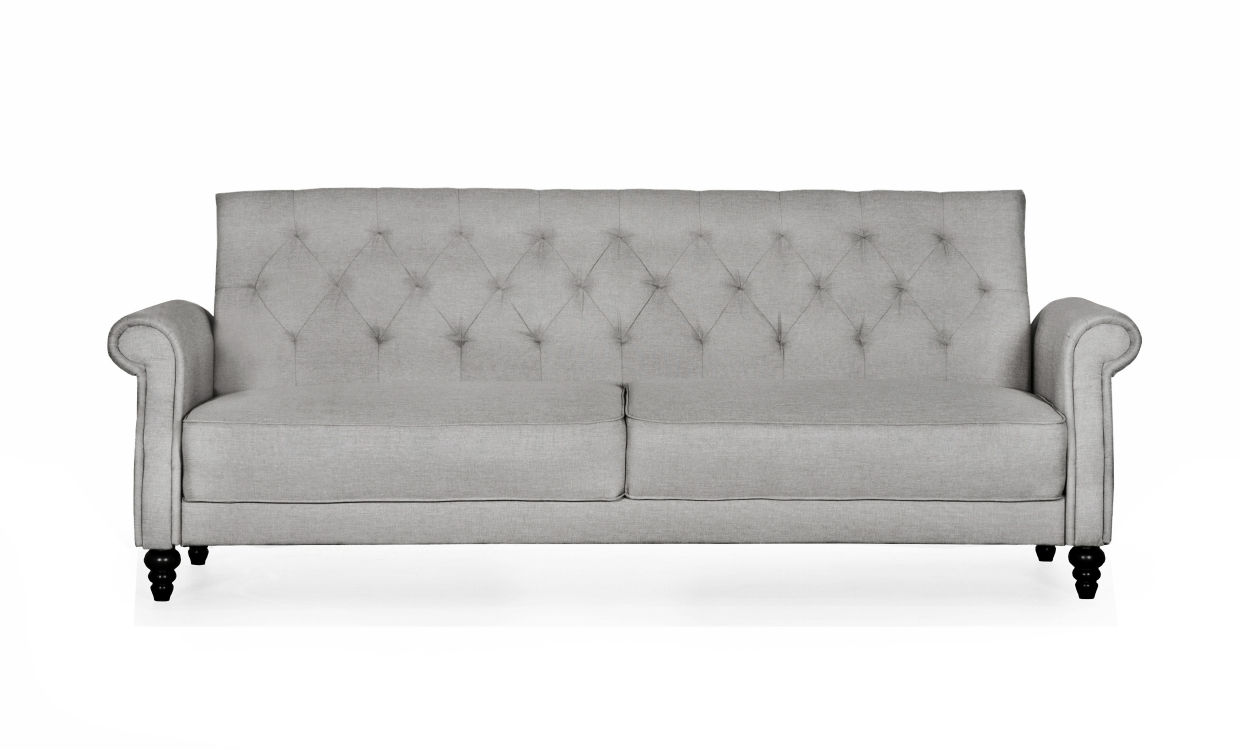 SoffaDirekt LEEDS Bäddsoffa Chesterfield Ljusgrå