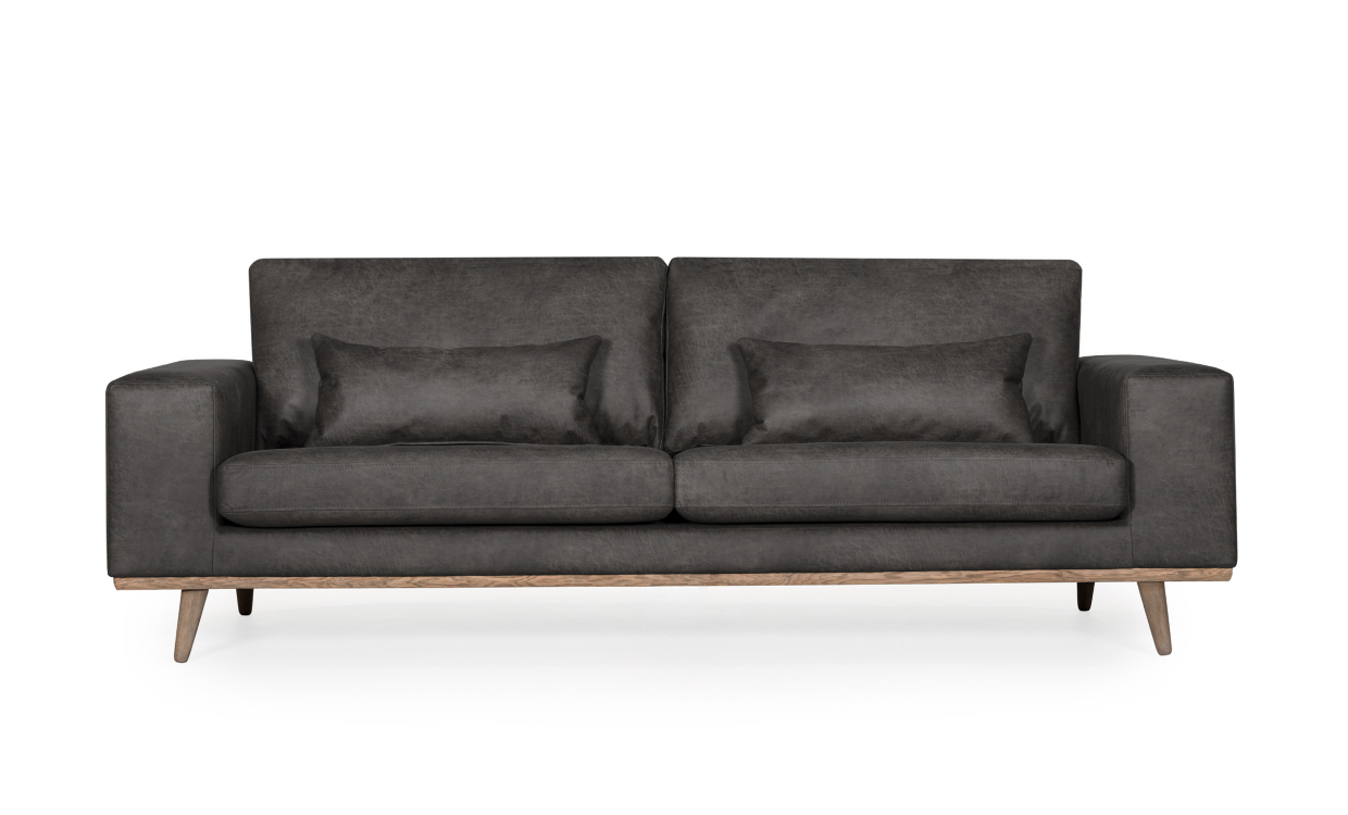SoffaDirekt Stockholm Leather 3-sits Antracit
