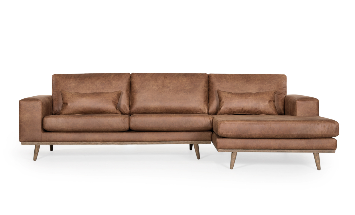 STOCKHOLM Leather Divansoffa Höger Cognac