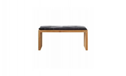 RIB set teak bänk svart skinndyna
