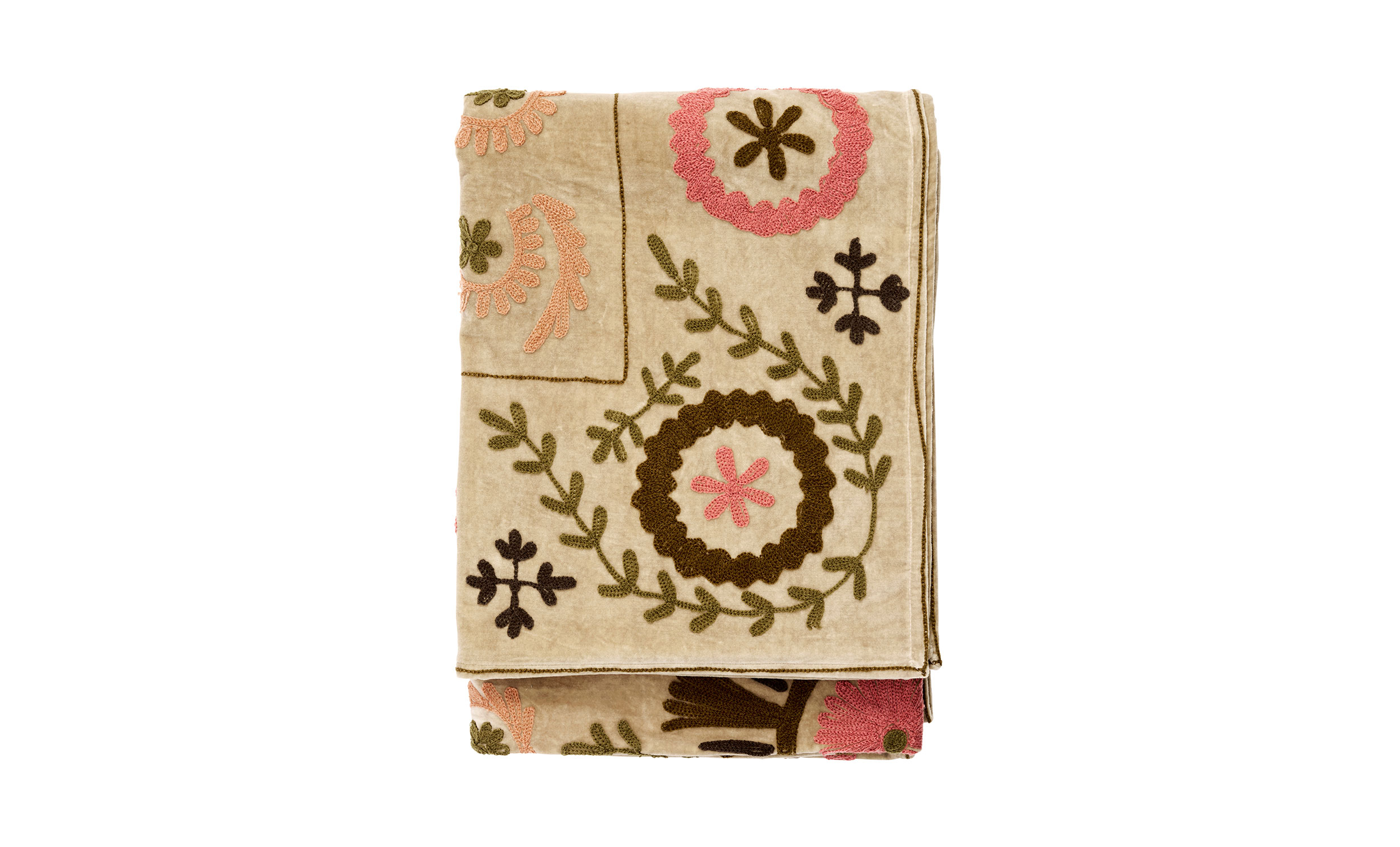 SUZANI Pläd Beige/Grön/Rosa