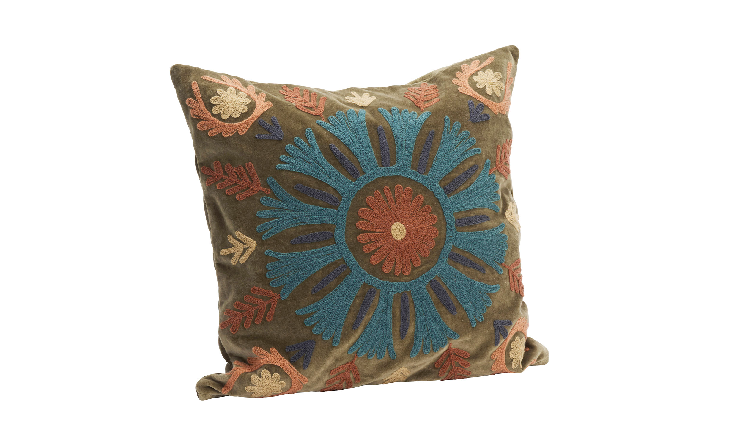 SUZANI Kuddfodral Olive/Blå