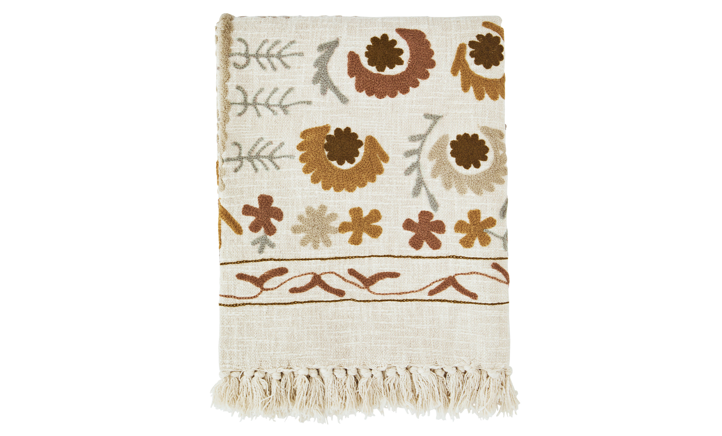 SUZANI Pl�d Offwhite/Gr�/Brun