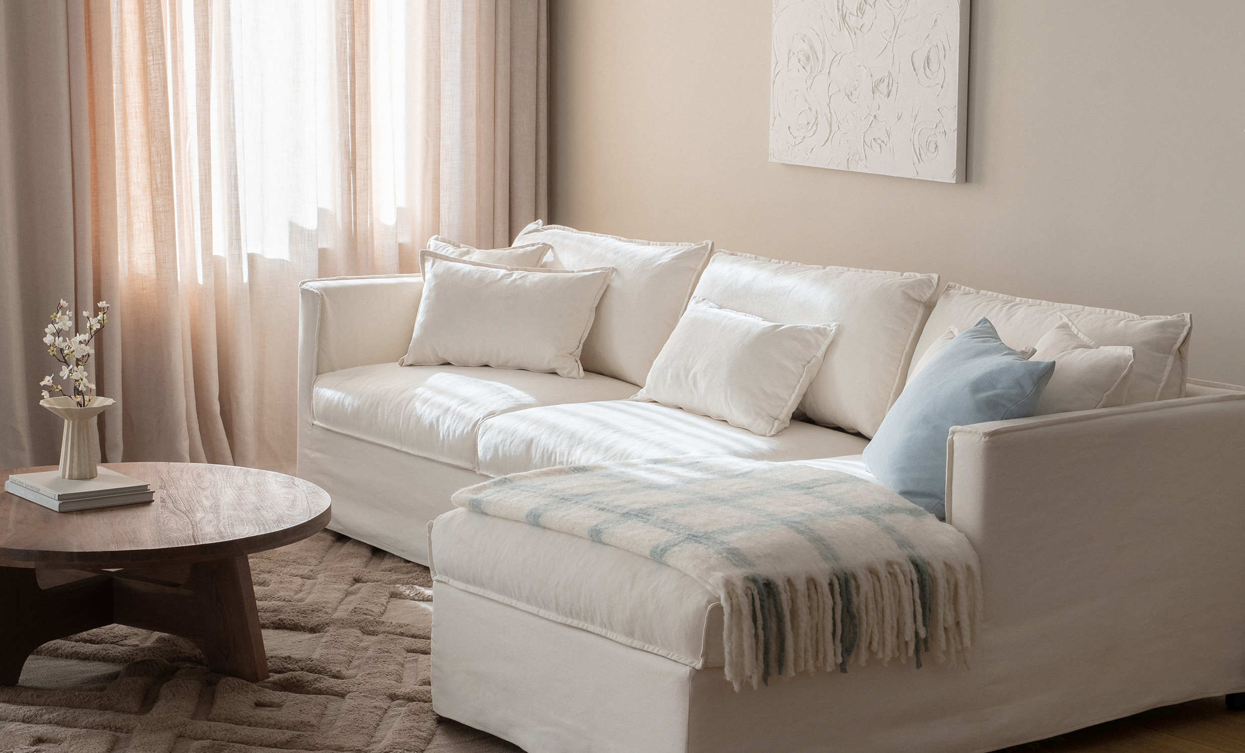 MILFORD Bäddsoffa Divan Höger Beige från SoffaDirekt, bild 2