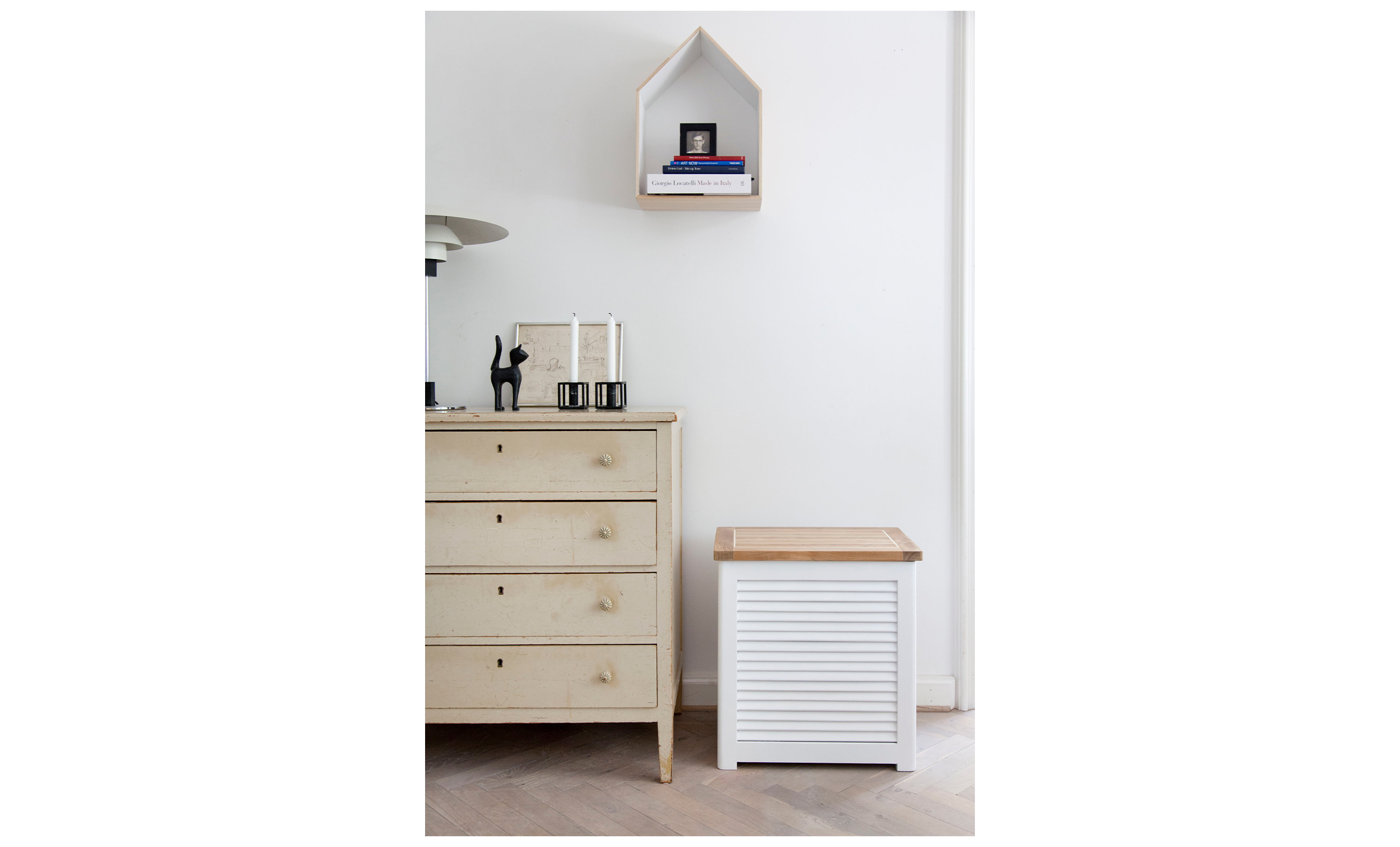 LAURA Förvaringsbänk Liten Vit/Teak från Cinas, bild 2