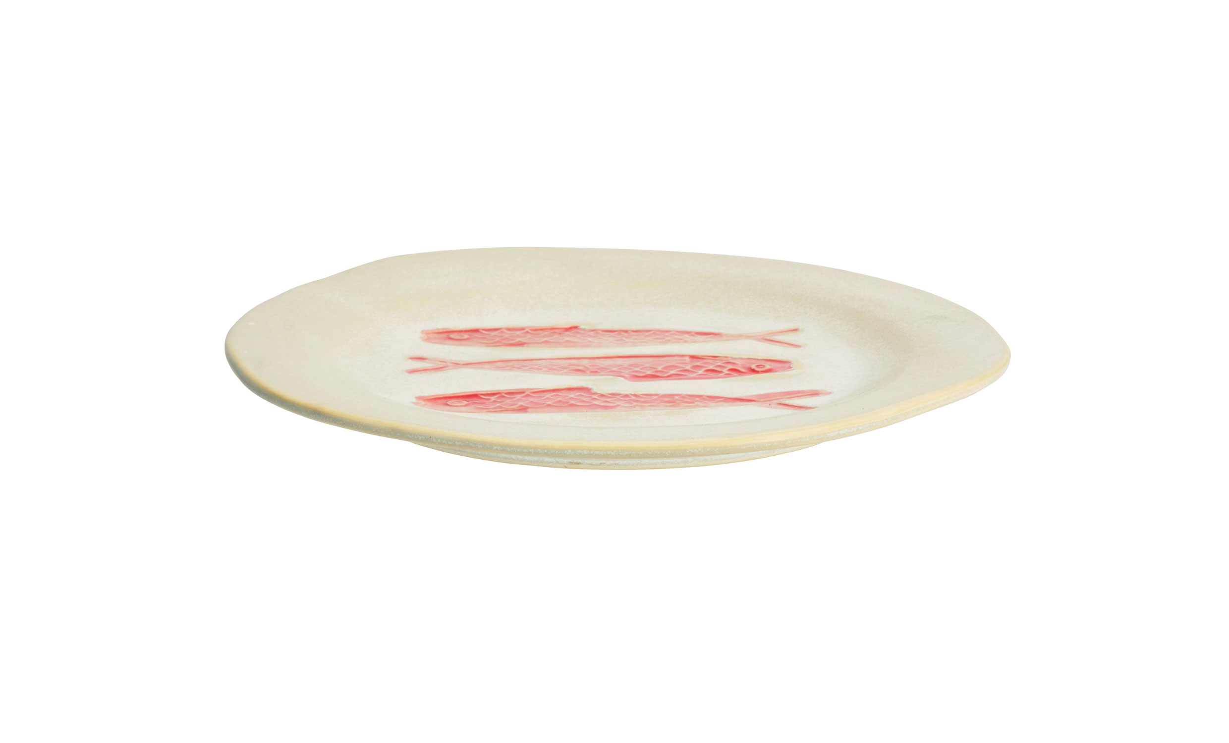 TALLRIK Stengods 21cm Offwhite/R�d