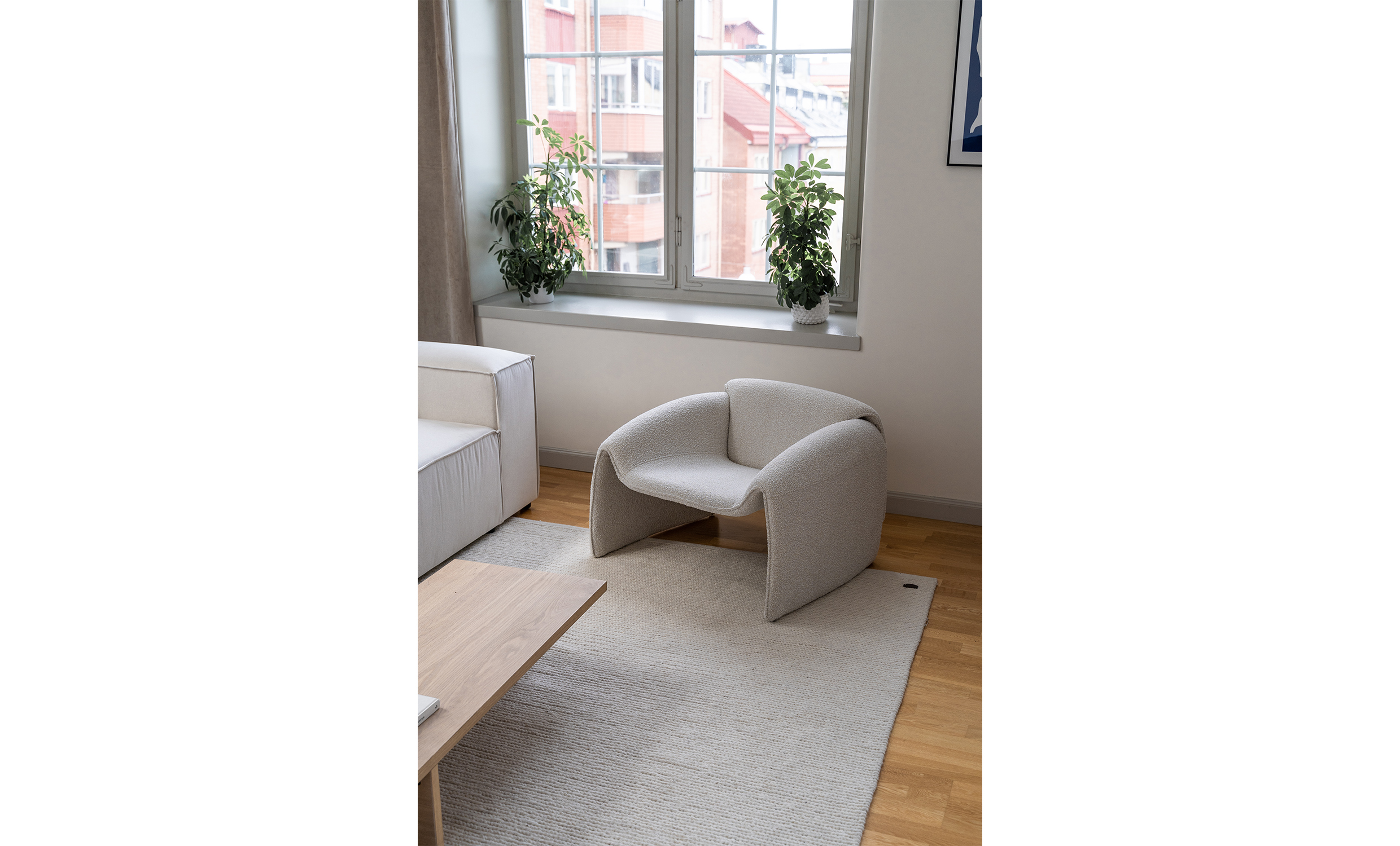 BOOGI Loungestol Bouclé Offwhite från SoffaDirekt, bild 2