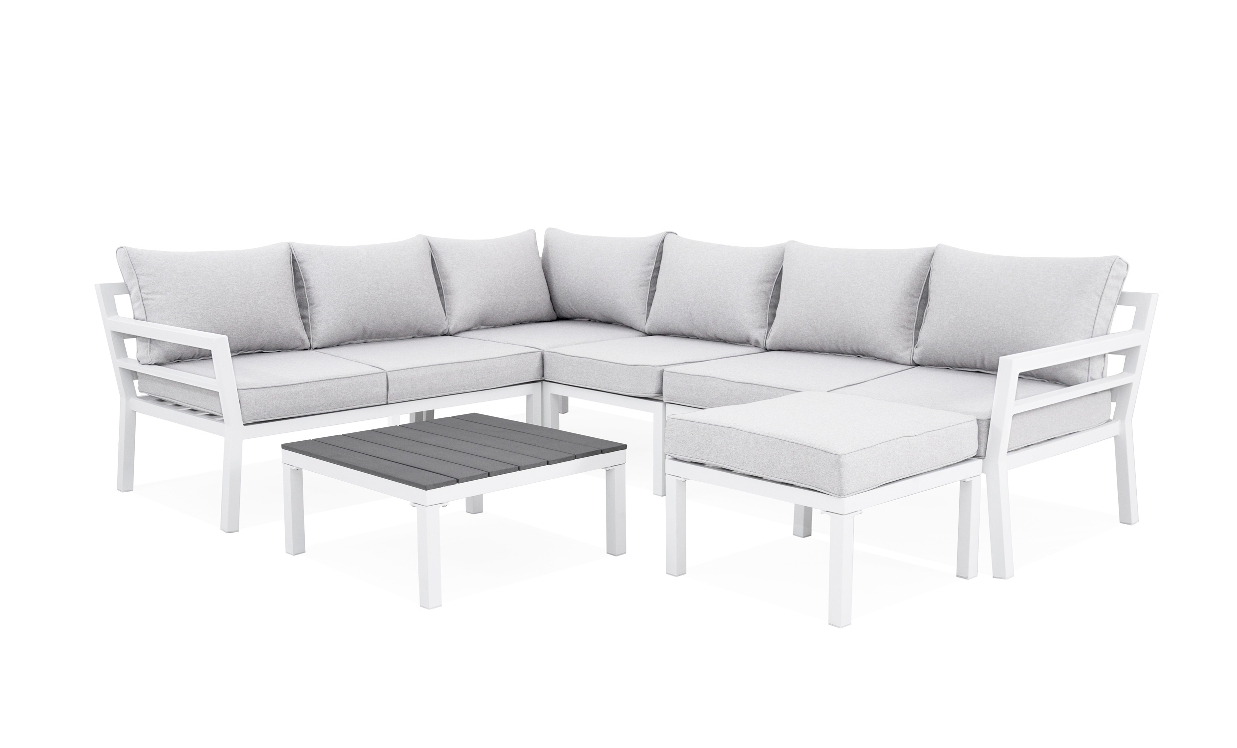 GRINDA Loungegrupp Lågt Bord + Fåtölj + Pall