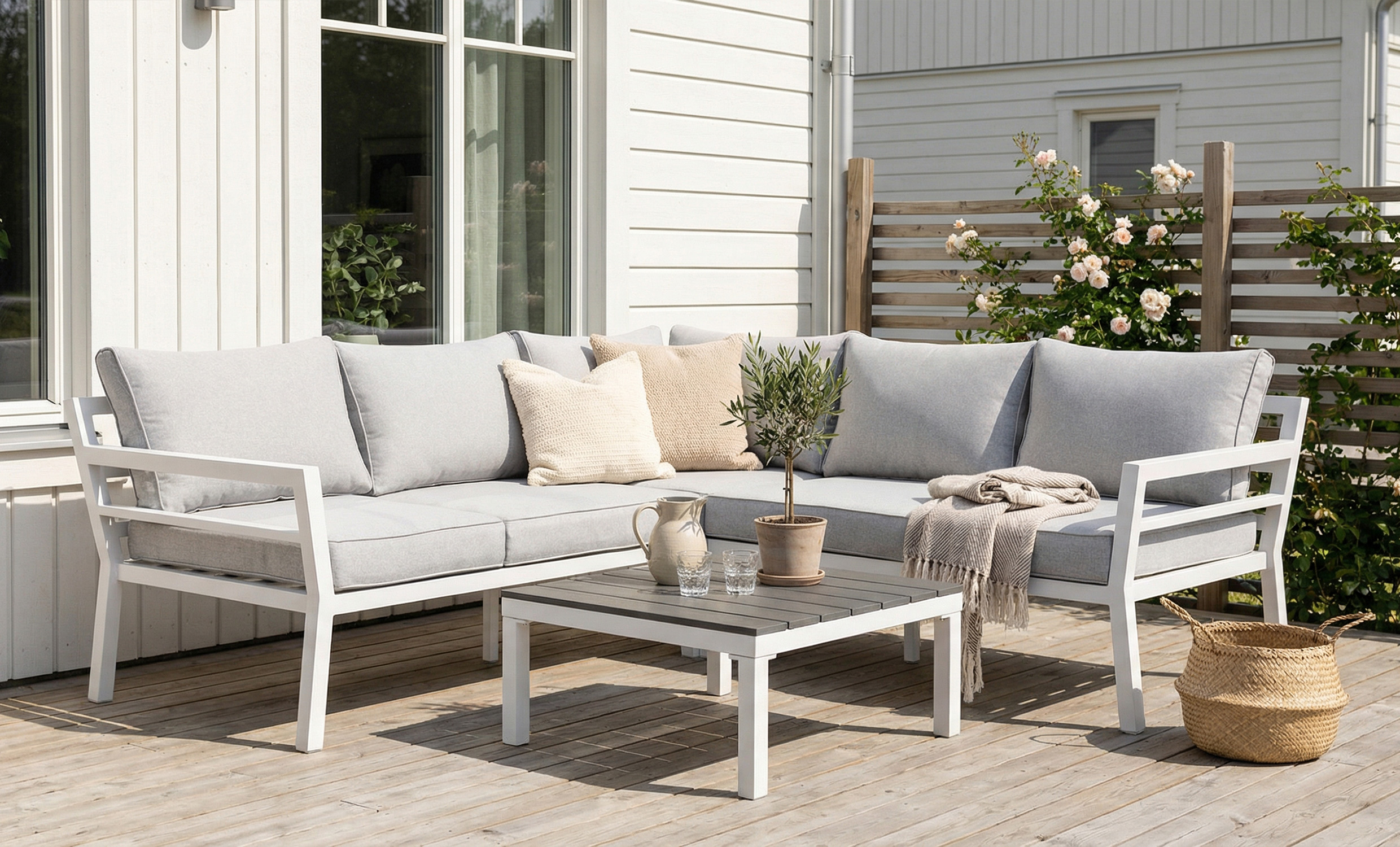 GRINDA Loungesoffa Grå/Vit från SoffaDirekt, bild 2