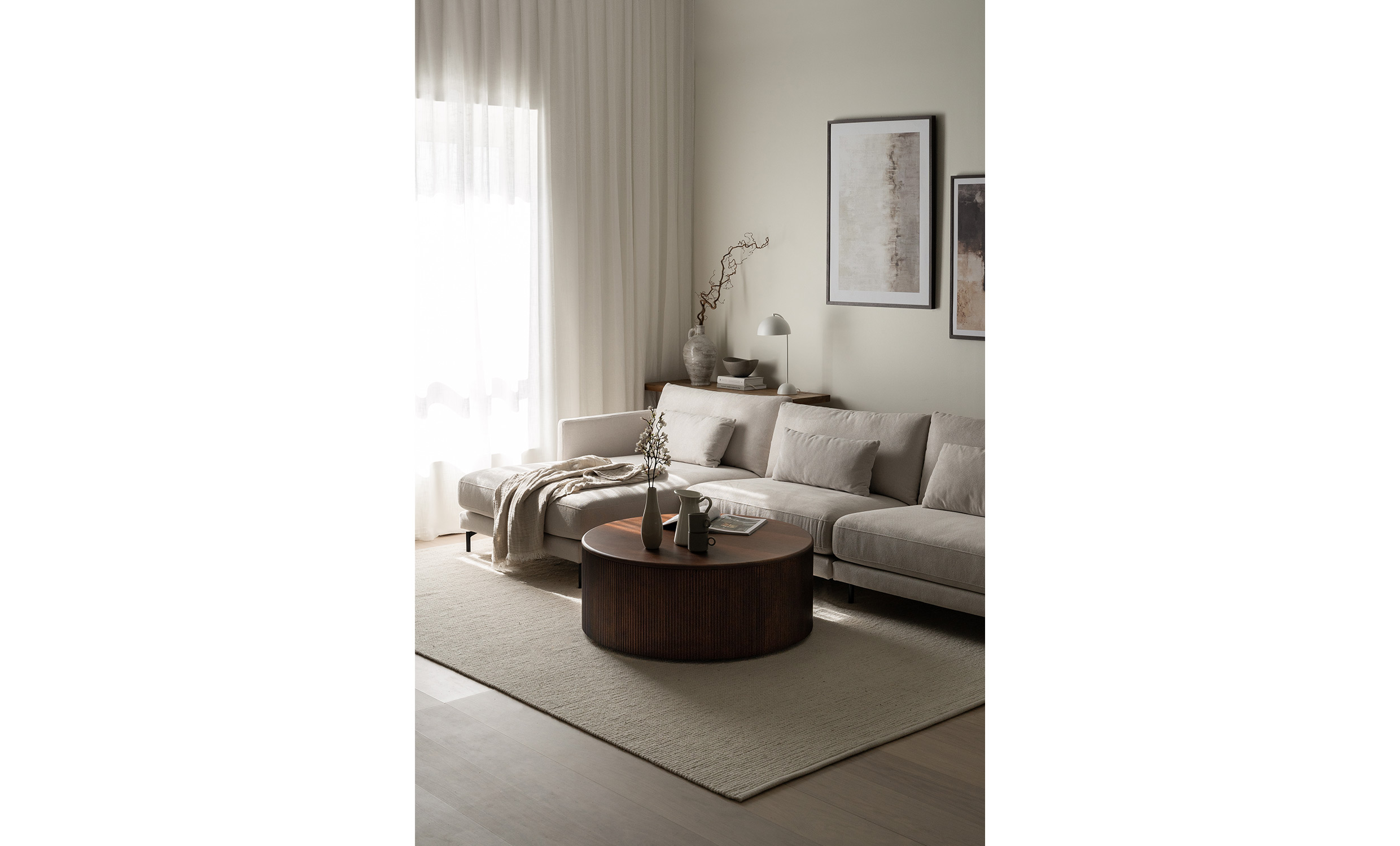 LINDE 3-Sitssoffa Sammet Greige från SoffaDirekt, bild 2