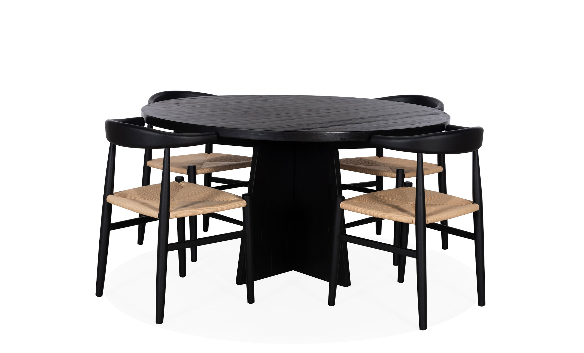 JACKSON/LUNDA Matgrupp 4 Stolar Svart