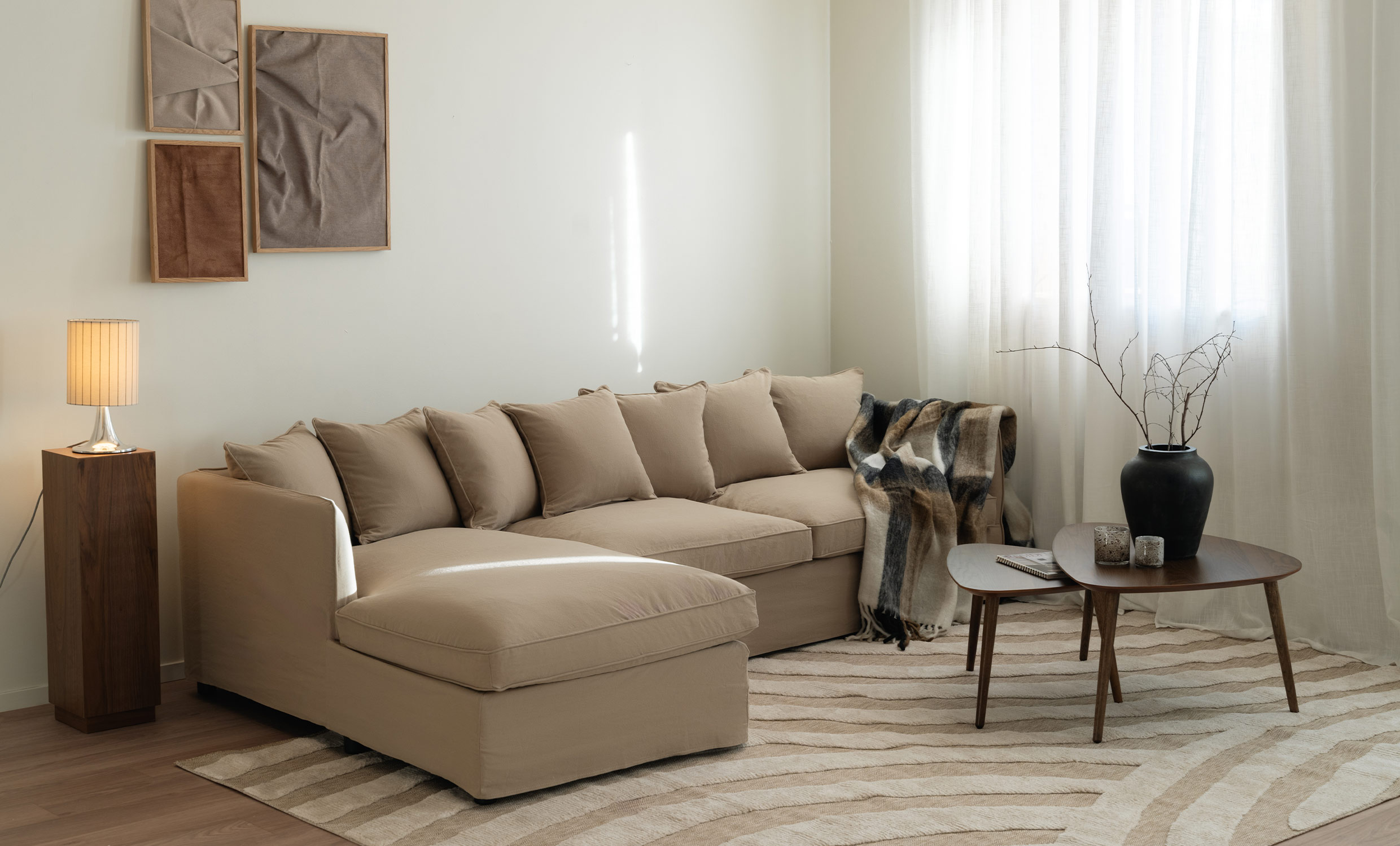 STEDFORD Bäddsoffa Divan Vänster Khaki från SoffaDirekt, bild 2