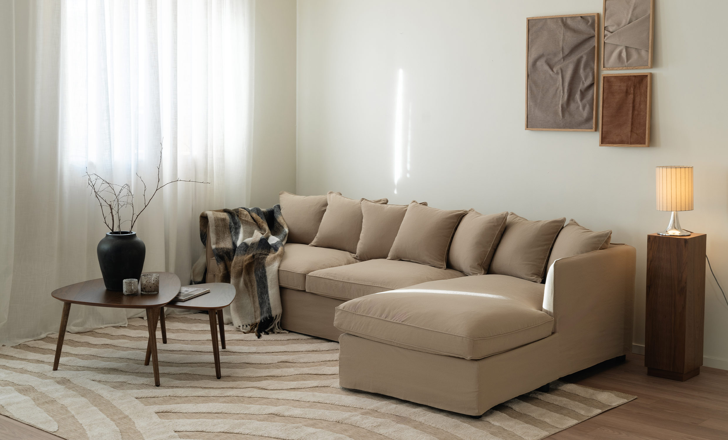 STEDFORD Bäddsoffa Divan Höger Khaki från SoffaDirekt, bild 2