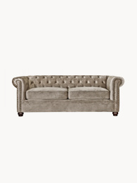 Beige sammetssoffa