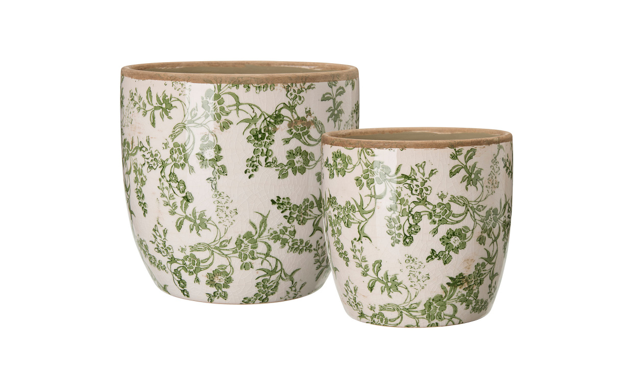 ULLA Kruka 2/S Vit/Gr�n i gruppen Dekoration / Vaser och Krukor hos SoffaDirekt.se (09171)