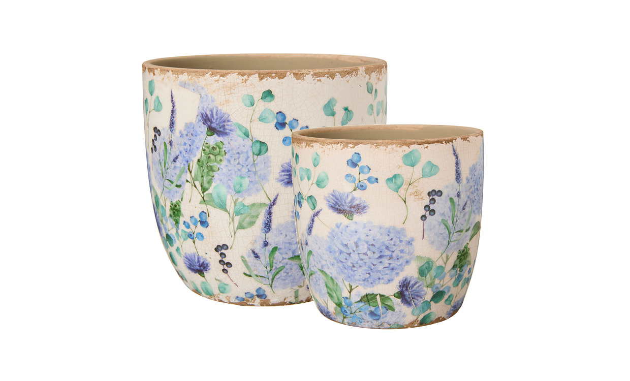 ELLINOR Kruka 2/S Vit/Bl� i gruppen Dekoration / Vaser och Krukor hos SoffaDirekt.se (09181)