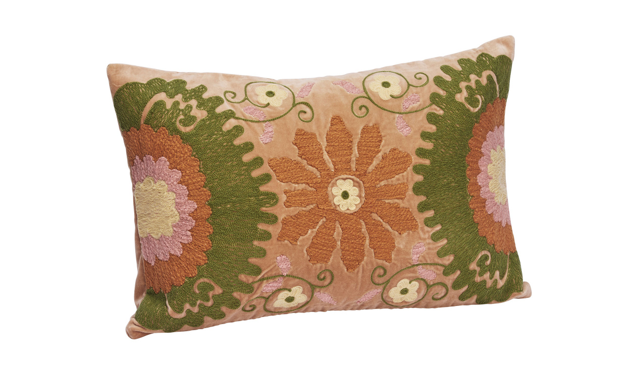 KUDDFODRAL Sammet 40x60 Rosa/Grn i gruppen Mattor & Textil / Prydnadskuddar / Kuddfodral hos SoffaDirekt.se (1024-02C)