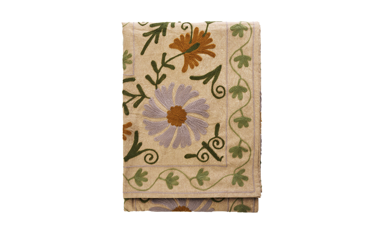SUZANI Pld Broderad Rosa/Grn i gruppen Mattor & Textil / Pldar hos SoffaDirekt.se (1024-03B)