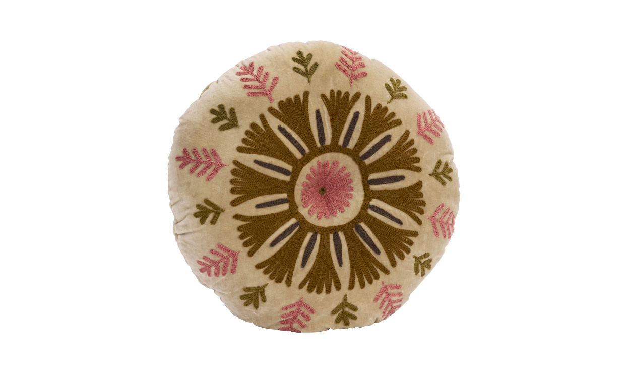 SUZANI Fylld Kudde Beige/Grön i gruppen Mattor & Textil / Prydnadskuddar / Innerkuddar hos SoffaDirekt.se (1025-116)