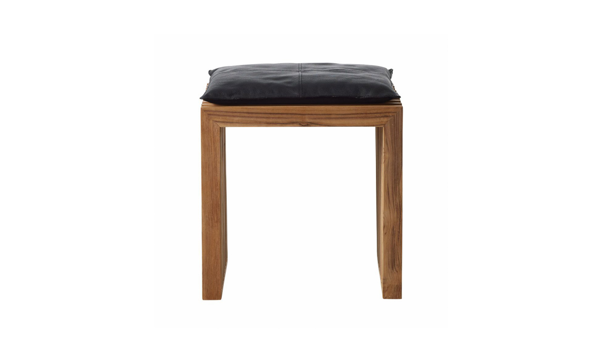 RIB set teak pall svart skinndyna i gruppen Matplats / Sittmbler / Stolar hos SoffaDirekt.se (1400420)