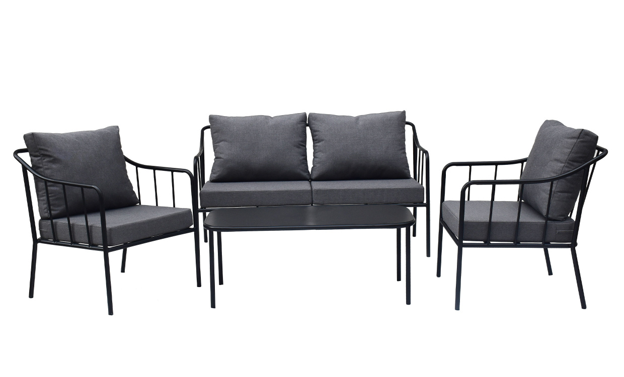 RIMINI Loungeset Svart/Gr i gruppen Utembler / Trdgrdsgrupper / Soffgrupper hos SoffaDirekt.se (17653)