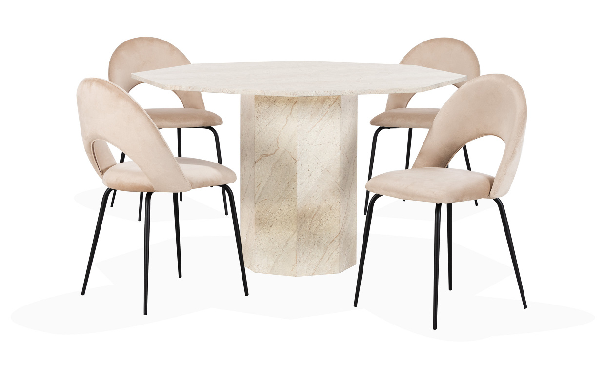 CATANIA/SELINE Matgrupp 4 stolar Beige i gruppen Matplats / Bord / Matgrupper / Matgrupp 4 stolar hos SoffaDirekt.se (2091DTABE2088DCABE-4)
