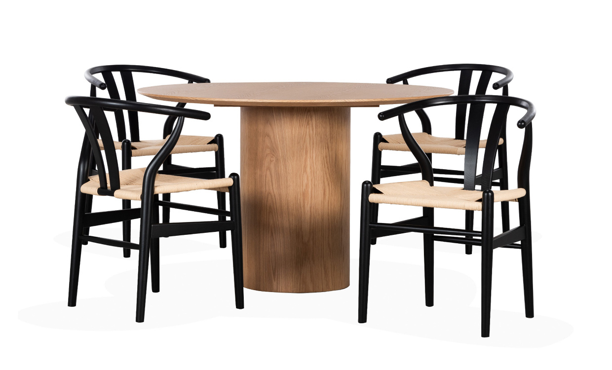 SKYLA/LUNDA 11 Matgrupp 4 Stolar Natur/Svart i gruppen Matplats / Bord / Matgrupper / Matgrupp 4 stolar hos SoffaDirekt.se (2278DT-101BL-4)