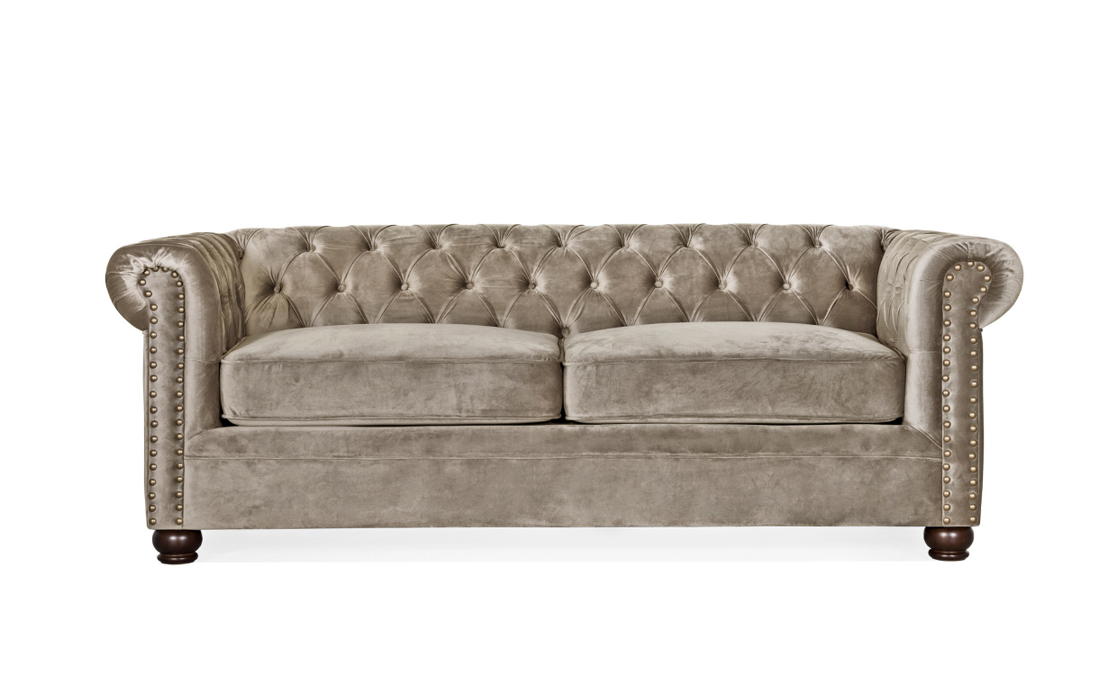 WINDSOR Chesterfield Bddsoffa Velvet Beige i gruppen Vardagsrum / Soffor / Beiga soffor hos SoffaDirekt.se (2328-HLR-8)