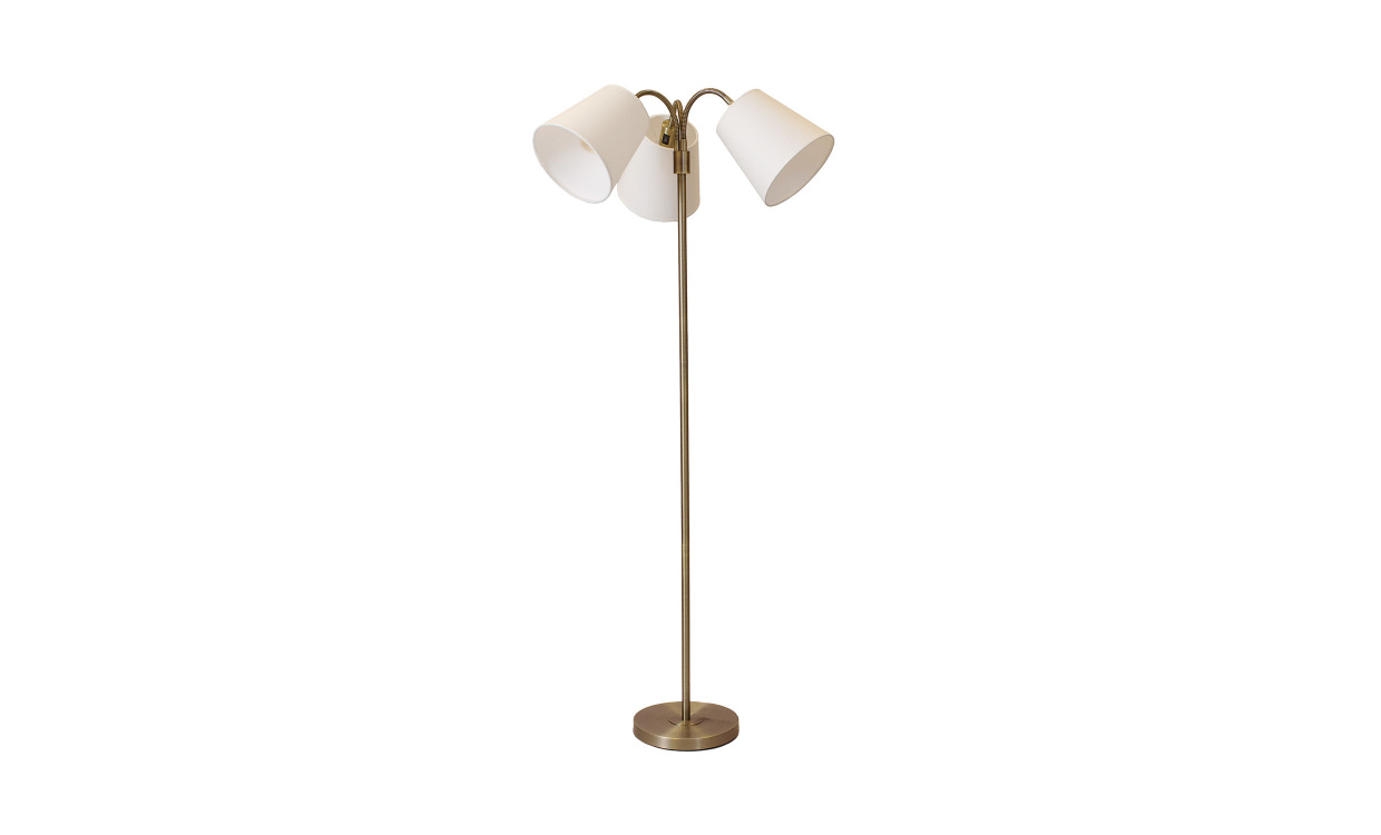 AMY Golvlampa 150cm Antikmässing/Linne i gruppen Belysning / Lampor / Golvlampor hos SoffaDirekt.se (302150GO-L002)