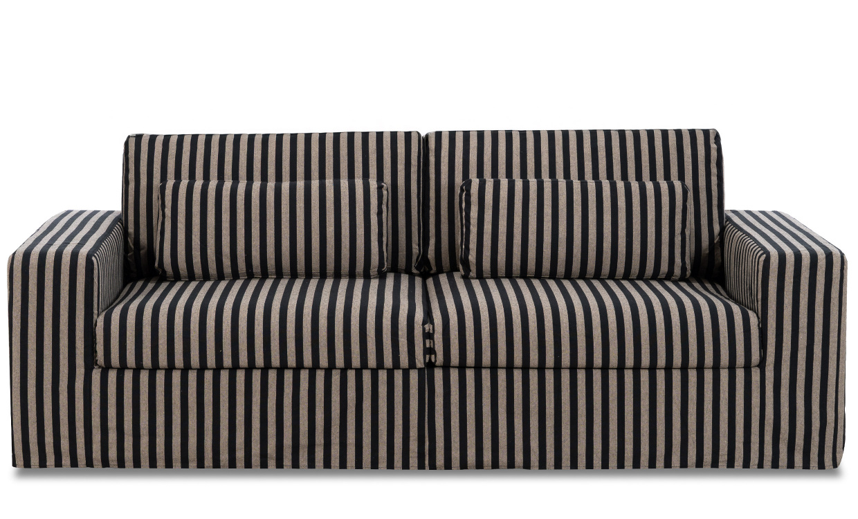 VIKELAND 3-sitssoffa Randig Beige/Svart i gruppen Vardagsrum / Soffor / 3-sits soffor hos SoffaDirekt.se (3196-VIK3S-0677A)