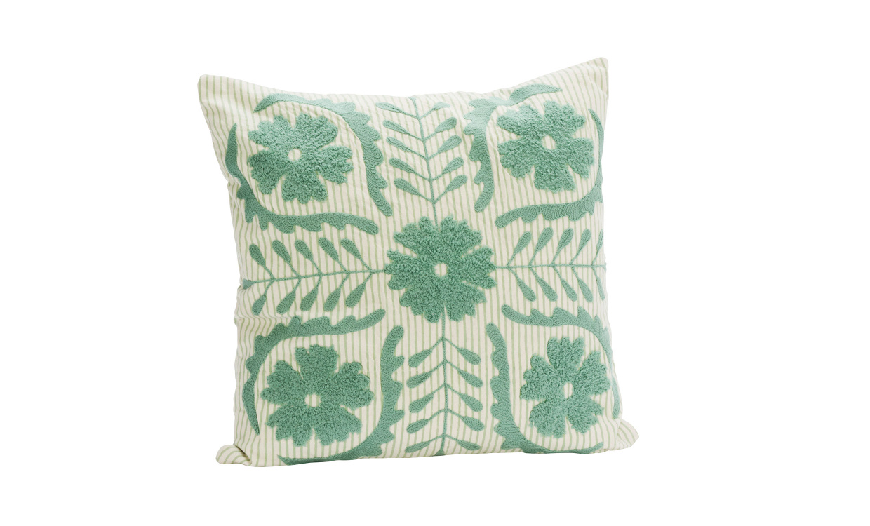 SUZANI Kuddfodral 45x45 Aqua/Vit i gruppen Mattor & Textil / Prydnadskuddar / Kuddfodral hos SoffaDirekt.se (325-02A)