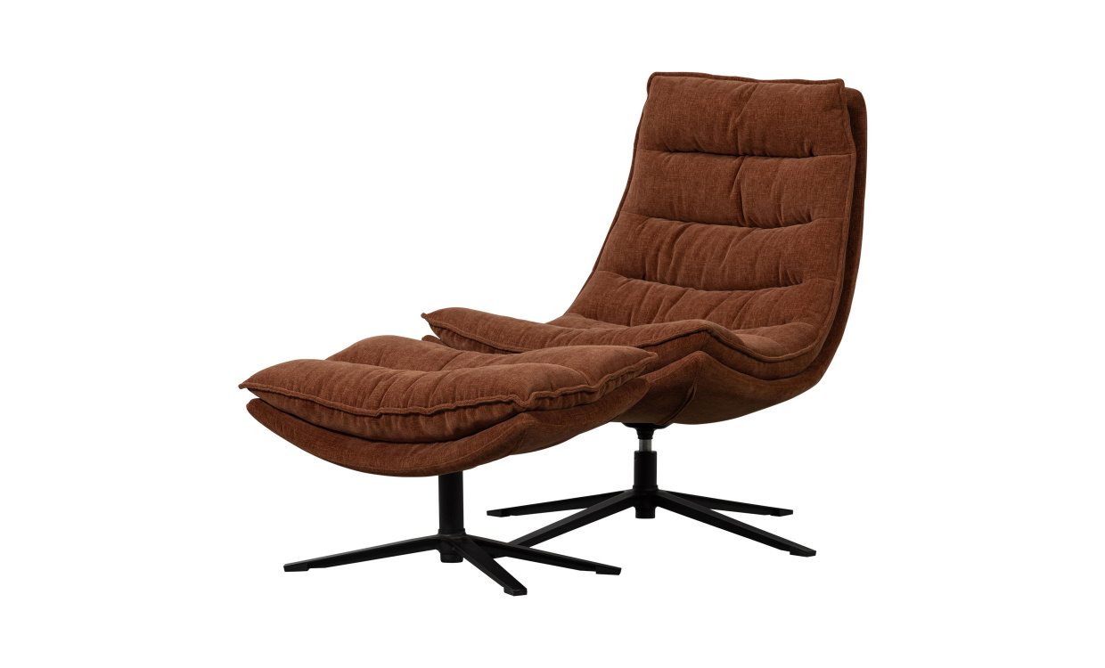 KUBE F�t�lj med fotpall Brun i gruppen Vardagsrum / F�t�ljer hos SoffaDirekt.se (377553-B)