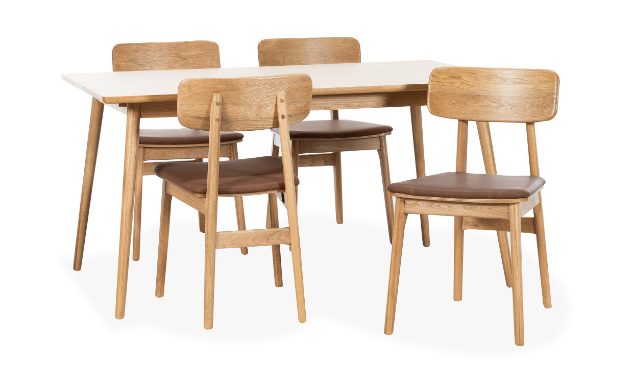 BLANCA 150/LINO Matgrupp 4 Stolar Ek/Brun i gruppen Matplats / Matgrupper / Matgrupp 4 stolar hos SoffaDirekt.se (43240200-38440204-4)