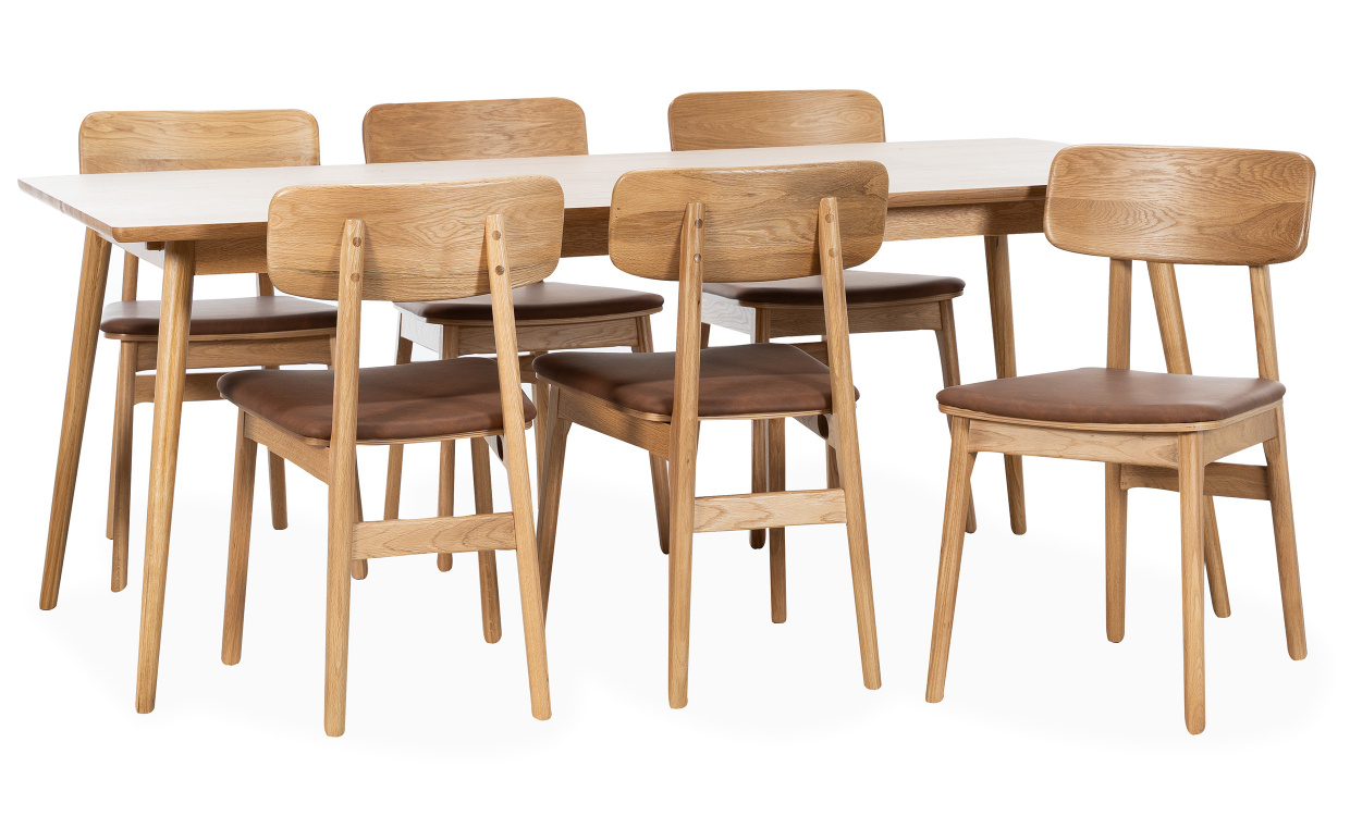 BLANCA 190/LINO Matgrupp 6 Stolar Ek/Brun i gruppen Matplats / Matgrupper / Matgrupp 6 stolar hos SoffaDirekt.se (43250200-38440204-6)