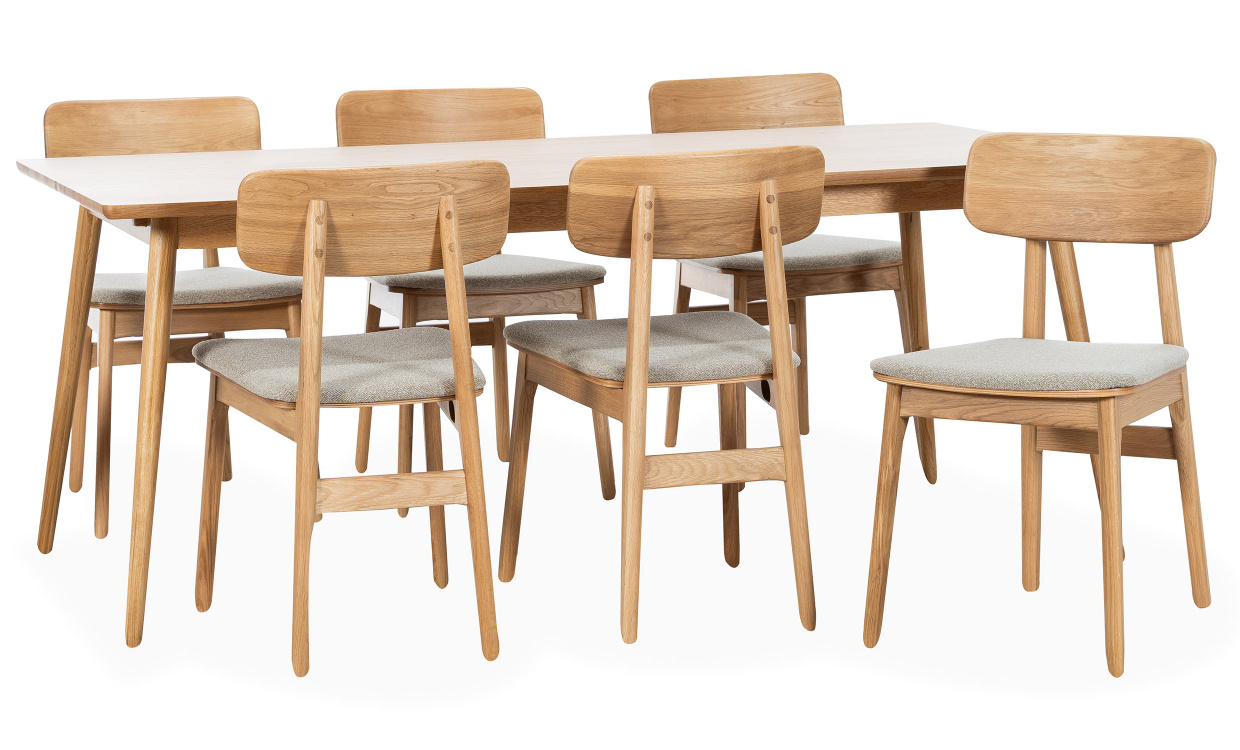 BLANCA 190/LINO Matgrupp 6 Stolar Sand i gruppen Matplats / Matgrupper / Matgrupp 6 stolar hos SoffaDirekt.se (43250200-38440205-6)