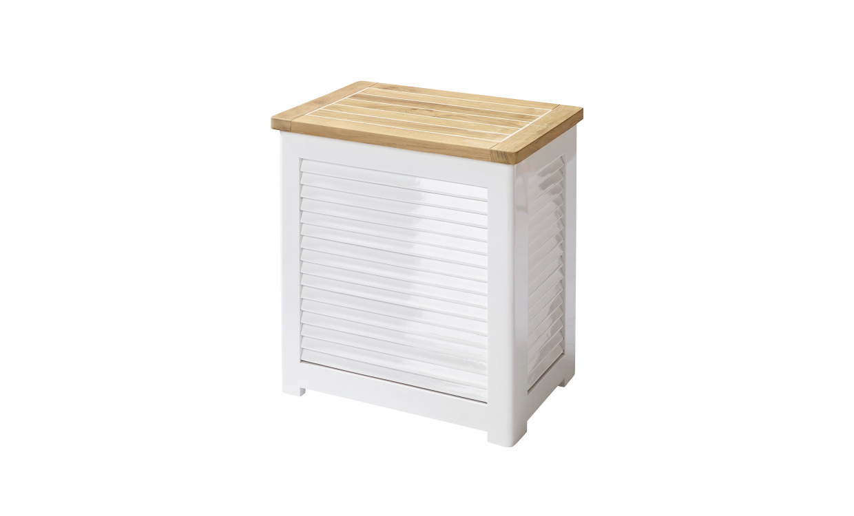LAURA Frvaringsbnk Liten Vit/Teak i gruppen Utembler / Frvaring / Dynboxar hos SoffaDirekt.se (5066112)