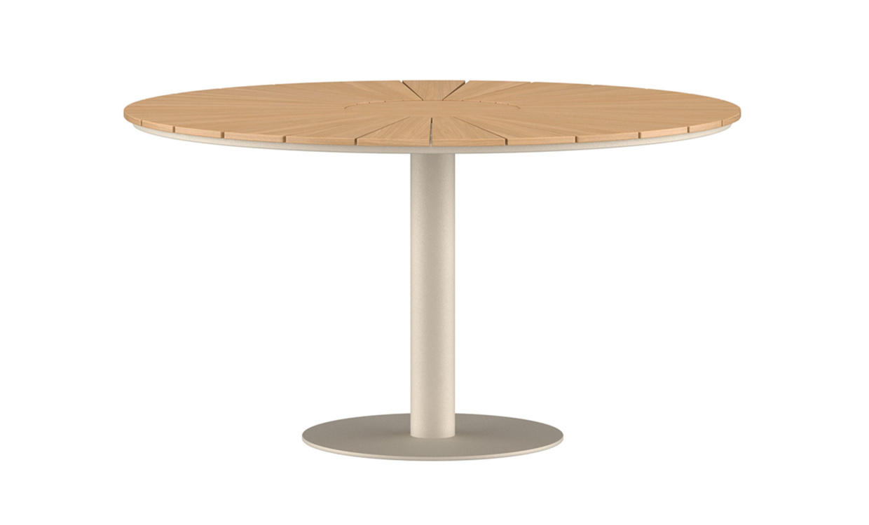 AGUSTIN Matbord D120 Beige/Teak i gruppen Utemöbler / Trädgårdsbord / Matbord hos SoffaDirekt.se (6003-222)