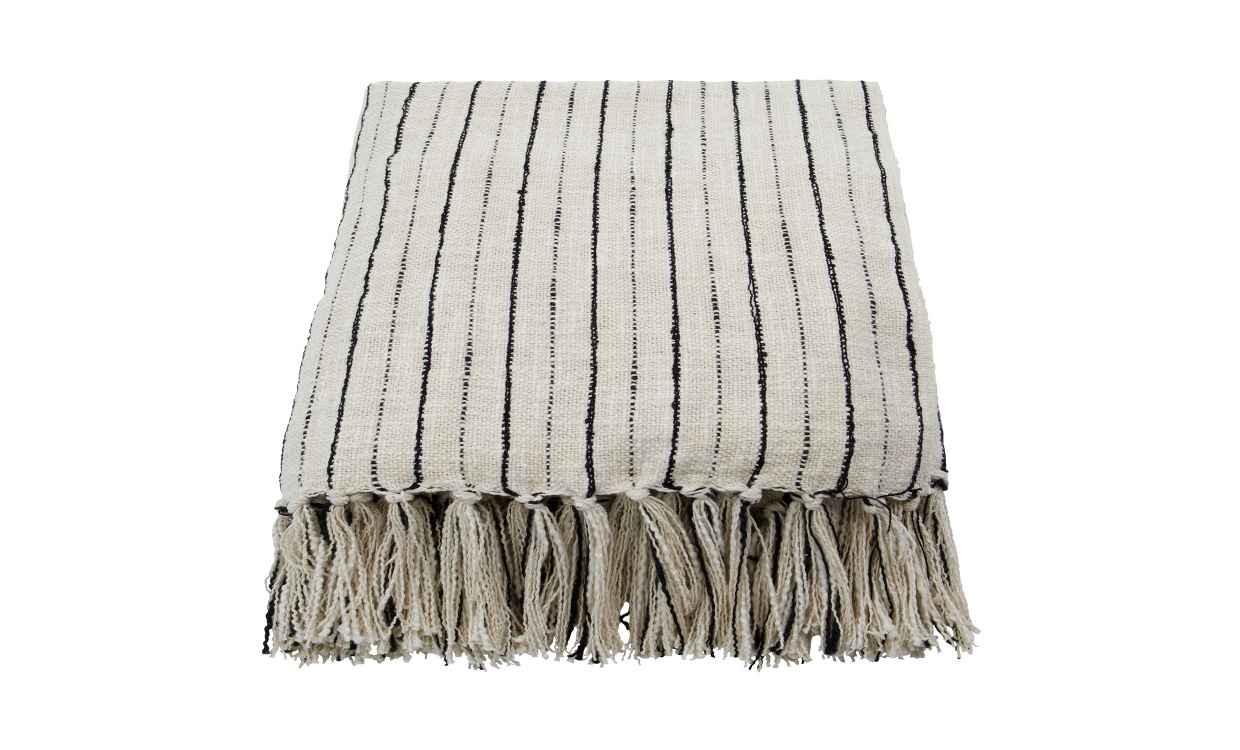 LINES �verkast/Pl�d Svart/Offwhite i gruppen Mattor & Textil / Pl�dar hos SoffaDirekt.se (900000150)